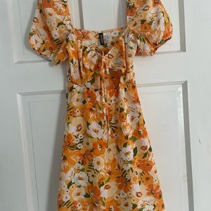 Orange floral print sundress